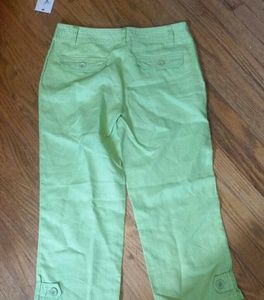 Think Tank green Linen, cropped pants sz.6 Nwt